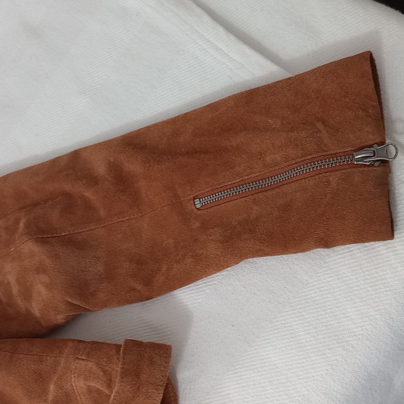 ASOS 100% REAL SUEDE LEATHER JACKET CAMEL/Rust color - Picture 12 of 14